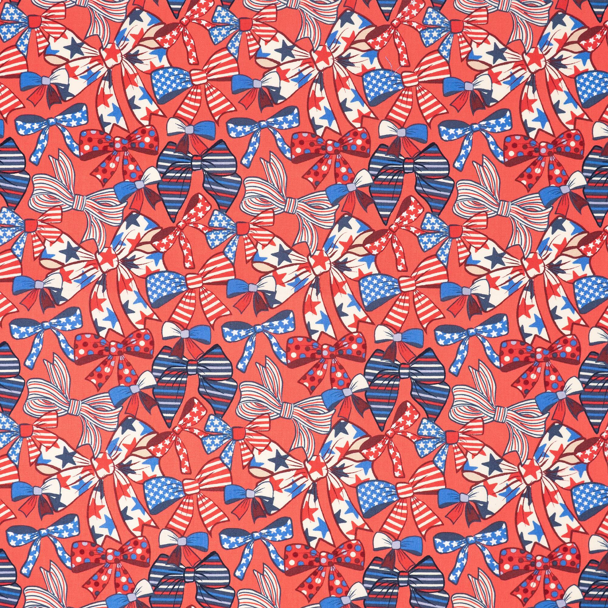 SINGER USA Ribbons Print Ringspun Cotton Fabric